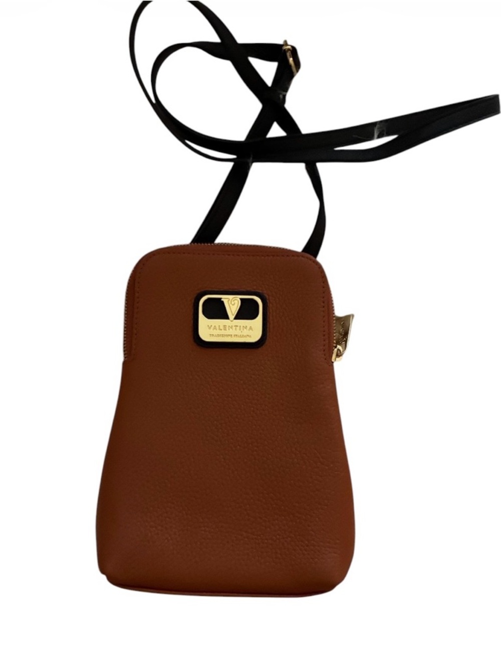 Valentina Brown Leather Crossbody Phone Bag Made in Italy